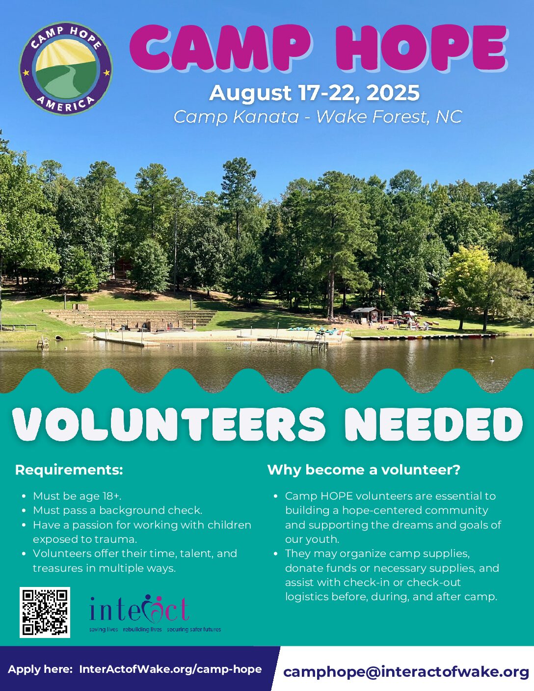 2025 InterAct Camp Hope Volunteer Flyer