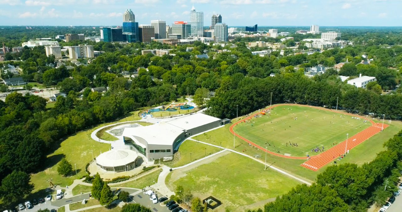 Sky view of John Chavis Memorial Park. photo credit: Destination Virtual Tours